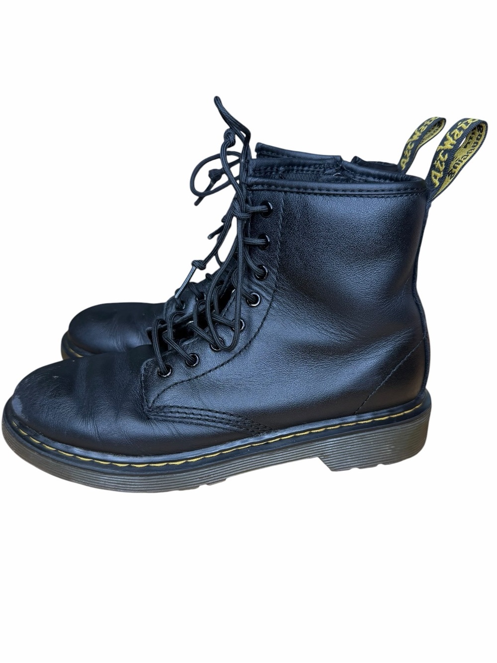 Dr. Martens 1460 J Kids Black Leather Combat Boots Youth US 3 Side Zip